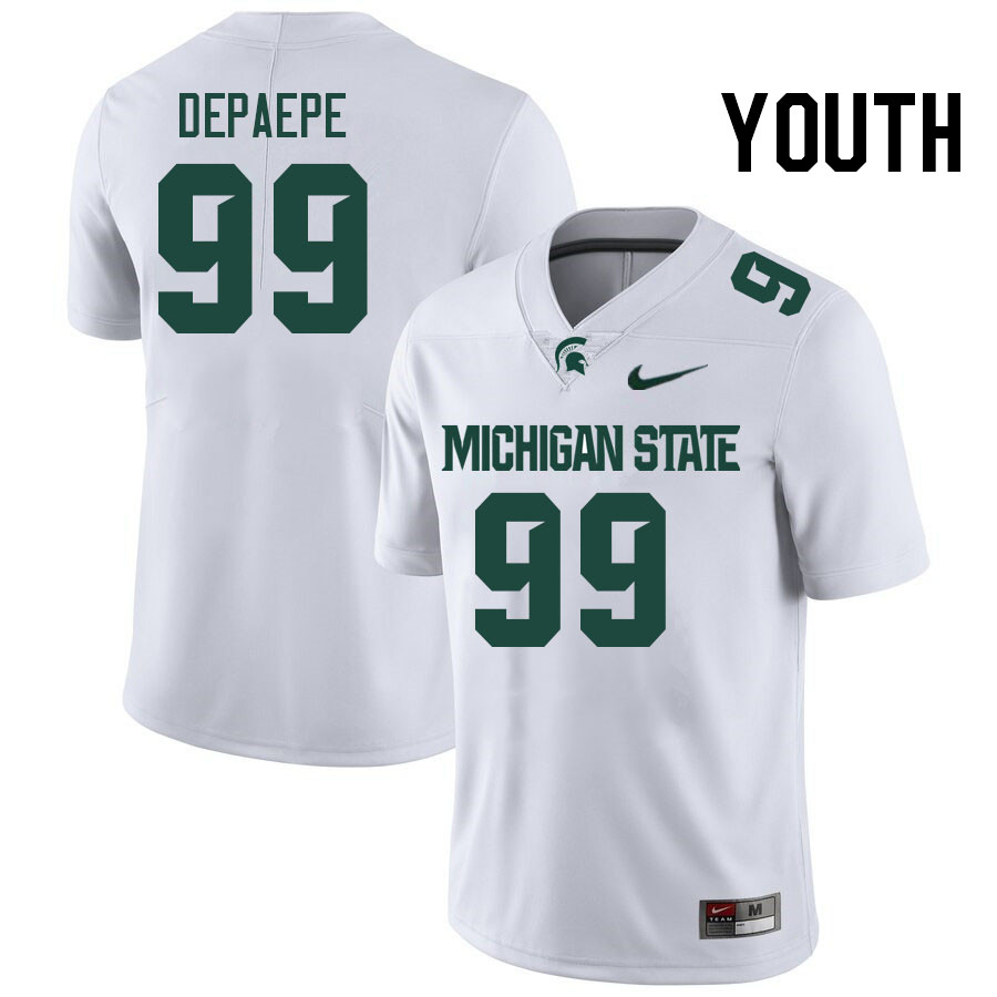 Youth #99 Andrew Depaepe Michigan State Spartans College Football Jerseys Stitched-White